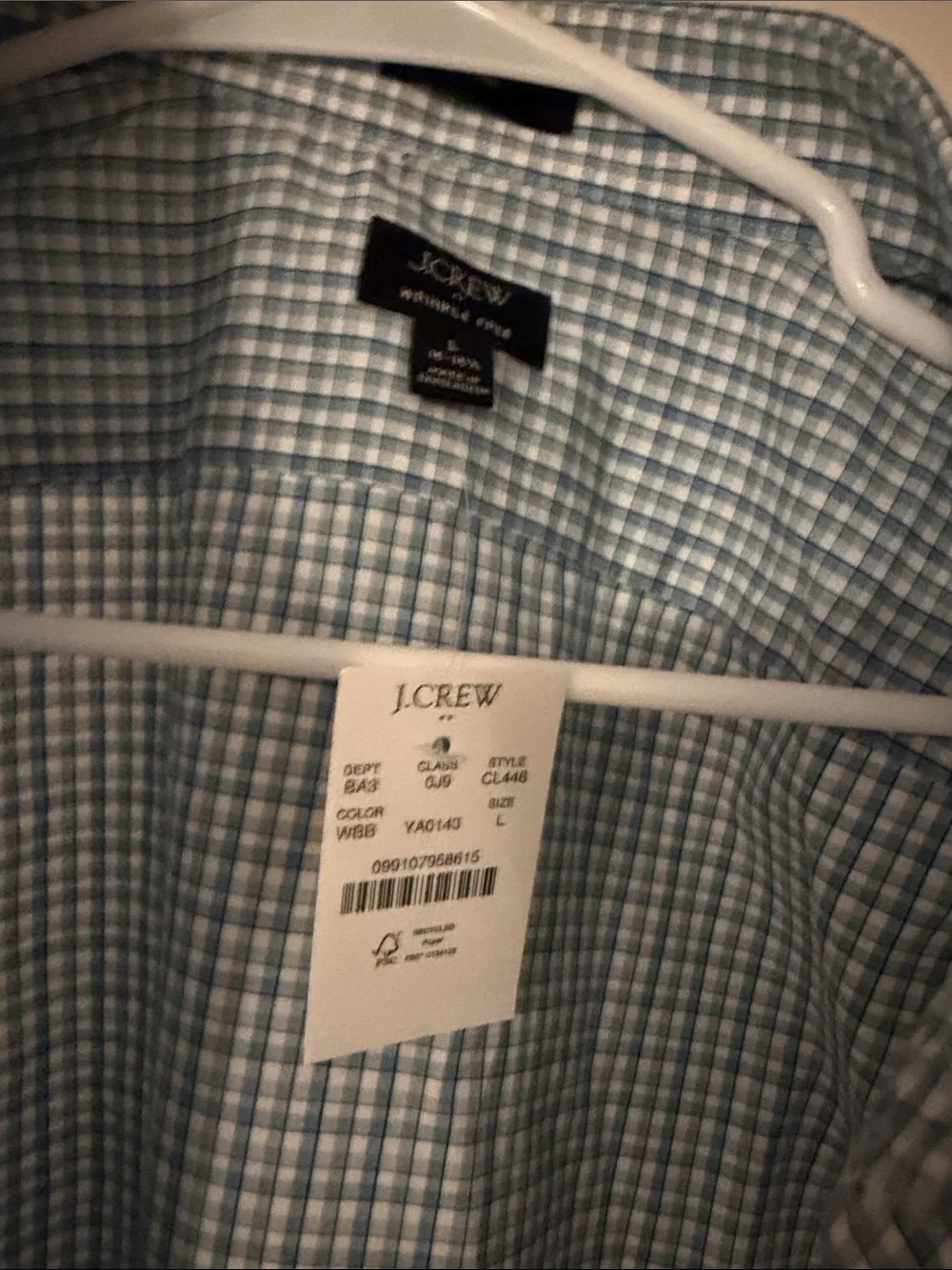 J. Crew Light Blue and White Check Dress Shirt